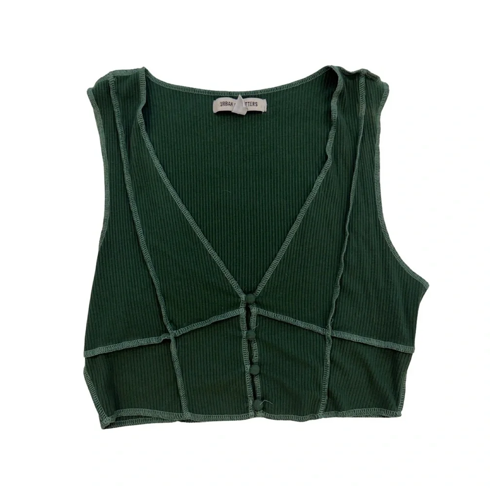 Urban Outfitters Ribbed Button-Up Crop Top - Picture 2 of 7